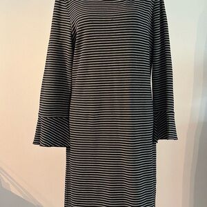 Madewell Long Sleeve Striped Dress in Black and White